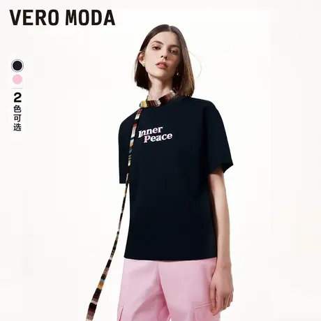 Vero Moda奥莱T恤女夏季新款纯棉微宽松字母印花短袖甜美上衣图片