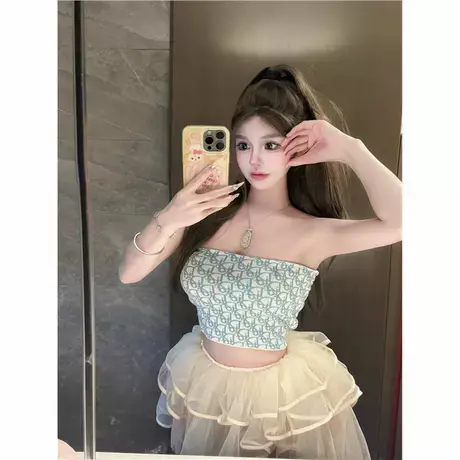 现货 东大门印花吊带背心女外穿纯欲奶甜辣妹性感抹胸无袖上衣商品大图