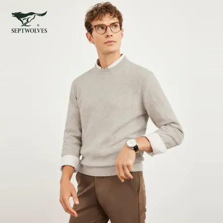 七匹狼毛衣男士2025新款秋冬季加厚卡其圆领打底针织羊毛衫男装潮图片