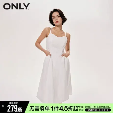 ONLY秋季气质淑女V领中长款吊带裙连衣裙女|123207145商品大图