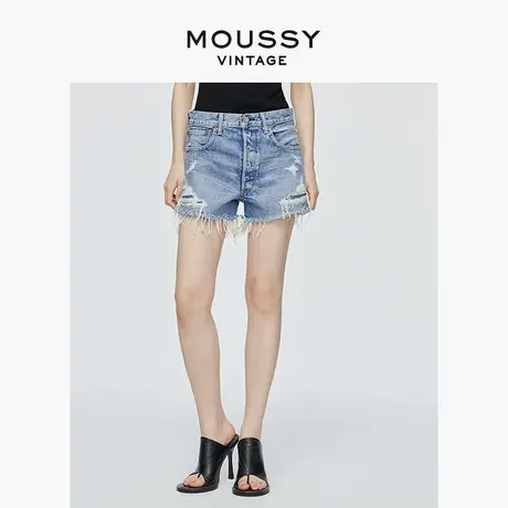 MOUSSY VINTAGE 2025夏季新品磨破短款四粒扣牛仔裤540GSC11-1260商品大图