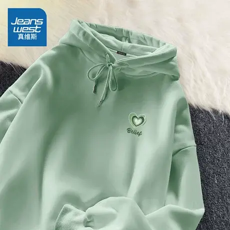 HG真维斯卫衣女2025新款秋季通勤简约早秋小个子宽松韩版连帽上衣商品大图