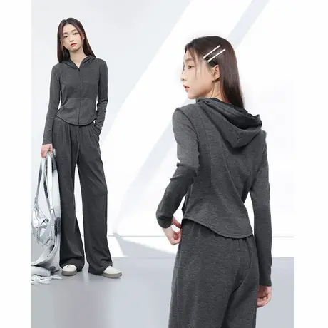 回力休闲运动套装女春秋薄款2025新款时尚连帽开衫阔腿裤两件套装商品大图