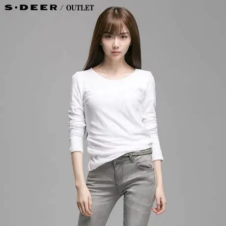 【新品】sdeer圣迪奥专柜正品女春抽象明线钩织T恤衫4380295图片