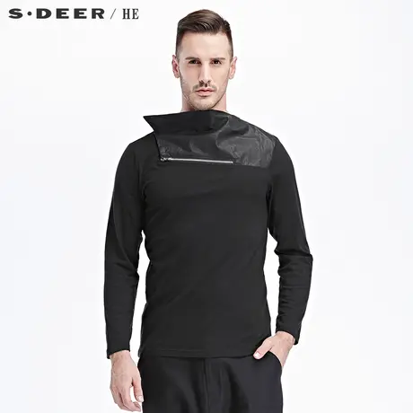 sdeerhe圣迪奥男装潮流休闲酷炫感挺括搭片长袖T恤H15370230图片