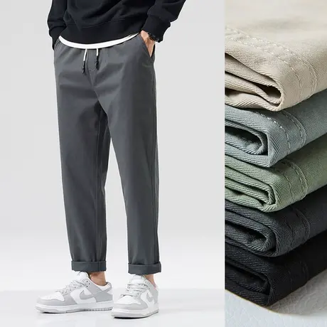 hansca直筒休闲裤男士春季纯色宽松百搭青少年运动大码锥形长裤子商品大图