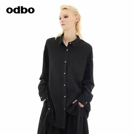 odbo/欧迪比欧时尚高级感设计衬衫女2024秋新款休闲长袖个性上衣图片