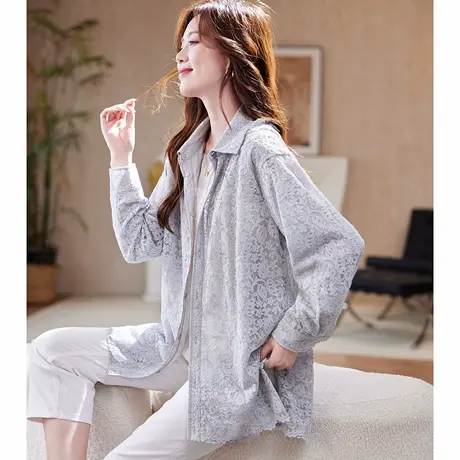 宝诗黎【新品价338元】连帽蕾丝拼接衬衫外套RX4045商品大图