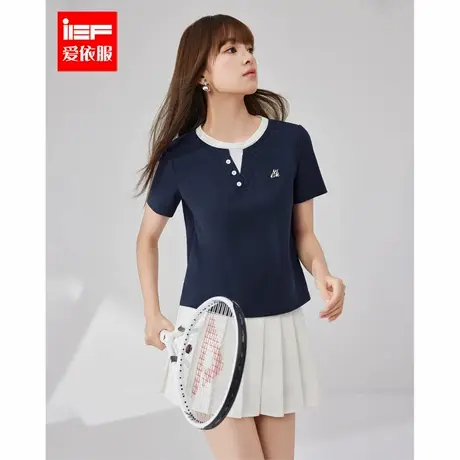 IEF/爱依服2025夏季新款韩版时尚休闲运动风假两件设计感百搭上衣图片