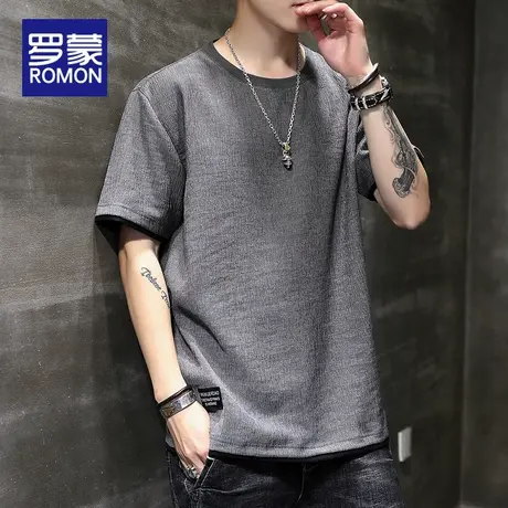 罗蒙冰丝短袖t恤男士夏季薄款2025新款冰感半袖体恤高级感衣服男商品大图