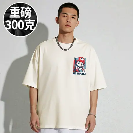 【100%棉】300斤大码男装日系卡通胖子加肥加大码情侣短袖打底T恤商品大图