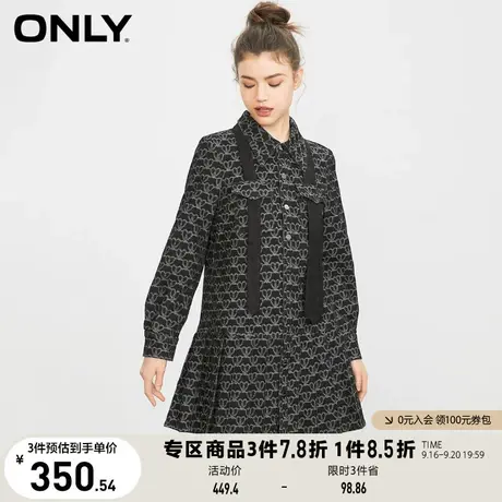 ONLY奥莱夏季气质百搭短款牛仔满印百褶连衣裙女图片