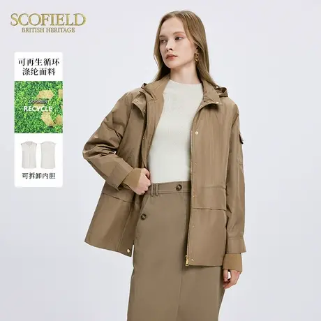 Scofield女装连帽带内胆风衣复古风修身夹克外套秋季风衣外套商品大图