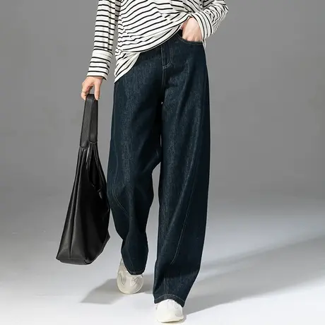 垂感高腰牛仔裤女2025新款春秋弯刀裤宽松香蕉镰刀裤小个子阔腿裤商品大图