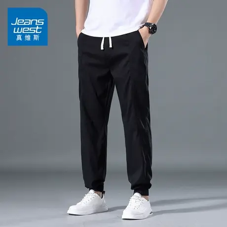 KZ真维斯夏季薄款工装天丝休闲裤男士束脚抽绳松紧冰丝哈伦男裤子商品大图