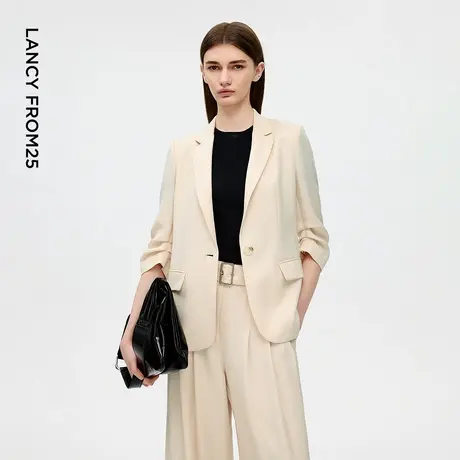 朗姿三醋酸通勤风西装时髦气质高级感2025年夏季新款西服外套女商品大图
