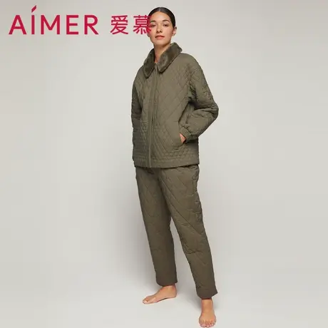 爱慕睡衣女秋冬家居服纯色可外穿翻领长袖长裤家居套装AM466611商品大图