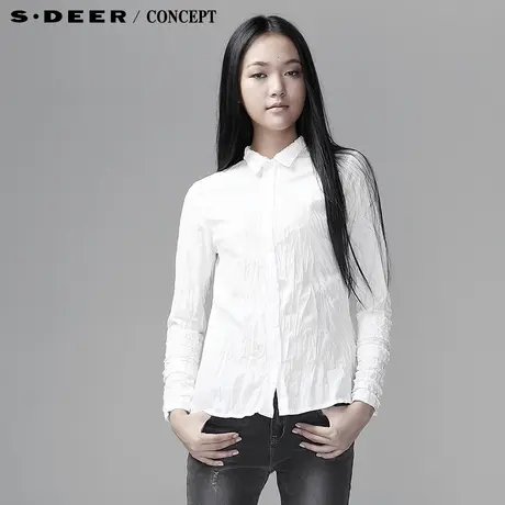 sdeer圣迪奥2014春装新款女装勾花淑女长袖衬衫3380553图片