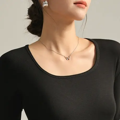 五公主低领黑色打底衫春秋新款上衣纯黑色简约内搭百搭长袖T恤薄图片