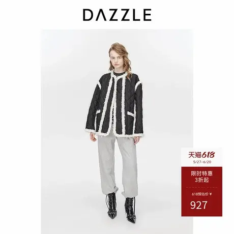 邱天同款DAZZLE地素奥莱菱形格撞色外套冬季时髦棉服商品大图