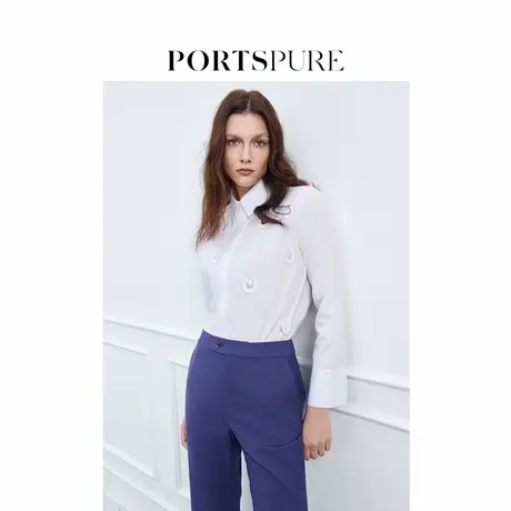 宝姿PORTSPURE女装2025夏季新品智性百搭通勤正肩镜面亮片衬衫商品大图