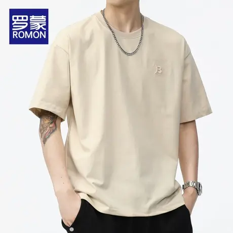 罗蒙冰丝短袖t恤男士夏季薄款凉感休闲圆领体恤宽松百搭半袖上衣商品大图