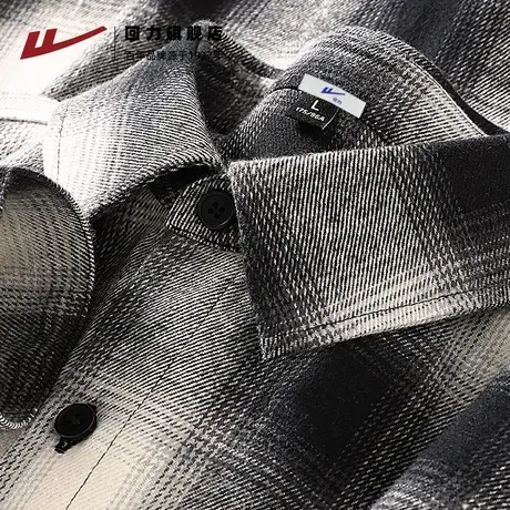 回力美式格子衬衫男2025春秋款新款男寸衣复古长袖情侣衬衣外套H商品大图