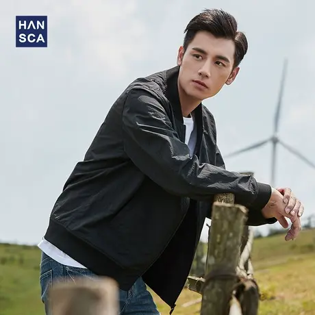 汉斯卡2024新款飞行员夹克男秋冬韩版潮牌百搭棒球领薄款休闲外套图片