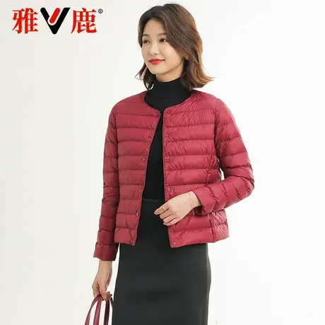 雅鹿2024新款轻薄羽绒服女短款时尚圆领羽绒内胆打底保暖冬装外套图片