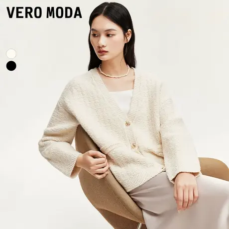 Vero Moda奥莱针织开衫女秋冬新款肌理感毛粒绒舒适百搭上衣毛衣商品大图