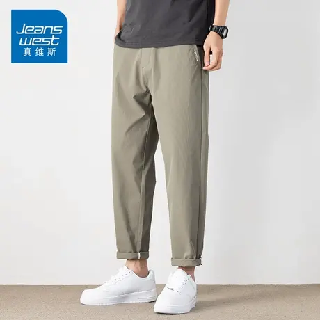 KZ真维斯夏季薄款冰丝休闲裤男士九分宽松直筒简约潮流百搭速干裤图片