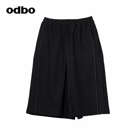 odbo/欧迪比欧宽松阔腿裤大码七分裤抽绳过膝短裤高腰休闲运动裤商品大图