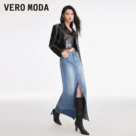Vero Moda奥莱牛仔半身裙子夏季新款高腰显瘦做旧开衩长裙商品大图