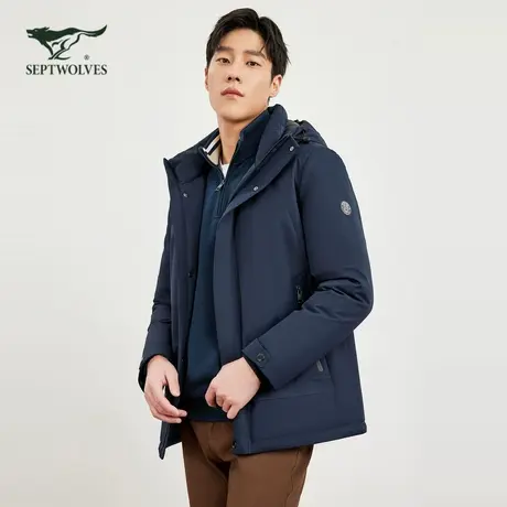 七匹狼中长款羽绒服男士2025新款秋冬季加厚外套连帽中年爸爸男装图片