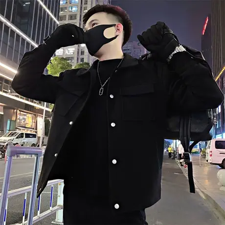 秋冬韩版休闲毛呢工装夹克男潮牌痞帅轻熟高级感短款呢子外套上衣商品大图