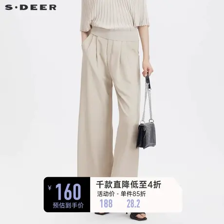 sdeer圣迪奥女装松紧拼接压褶阔腿雪纺长裤S232Z0811⏱商品大图