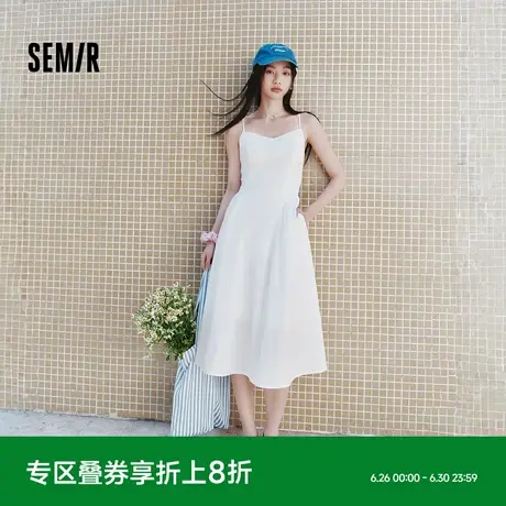 森马连衣裙女气质纯色百搭时尚温柔2025夏新款法式气质款度假风裙商品大图