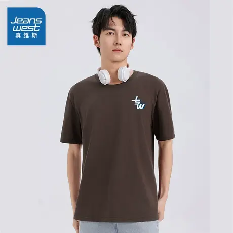 XC真维斯男装2025夏季新款 简约休闲男士上衣纯棉宽松短袖T恤商品大图