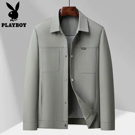 花花公子新款高端翻领工装夹克外套男士商务休闲中年爸爸装上衣服图片