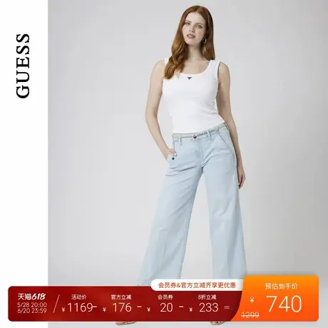 GUESS25年新款夏季女士经典纯色气质水洗阔腿牛仔裤-W5GA1LD5NB4商品大图
