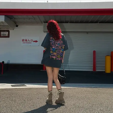 YEP复古字母印花t恤女短袖2025新款夏季纯棉半袖宽松大版百搭上衣图片