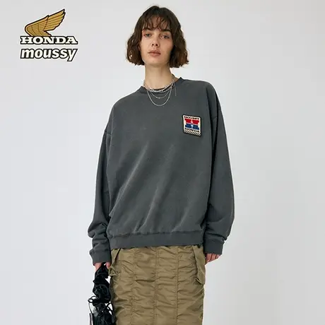 【HONDA】MOUSSY夏季新品美式LOGO贴布圆领卫衣010HAL01-7361商品大图