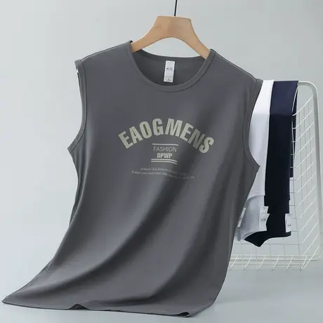 莫代尔冰丝背心男夏季外穿健身速干凉感运动坎肩篮球印花无袖t恤商品大图