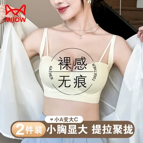 猫人内衣女小胸聚拢显大一片式无痕文胸软支撑上托收副乳女士胸罩商品大图