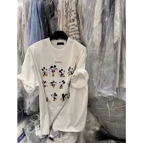 韩国东大门2025夏季新款休闲宽松减龄卡通印花垫肩短袖t恤女上衣商品大图