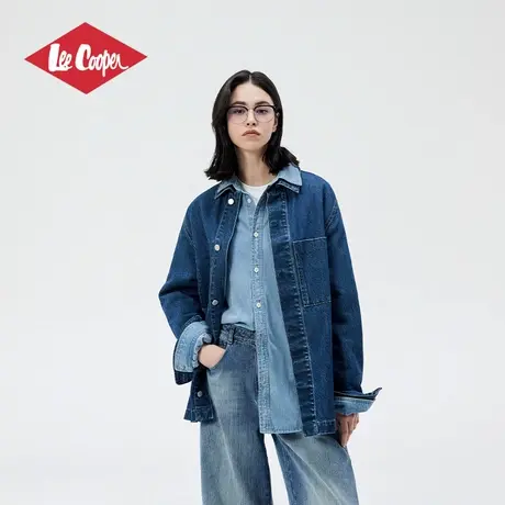 Lee Cooper/李库珀 蓝色牛仔衬衫女士夏季潮流复古水洗上衣外套女图片