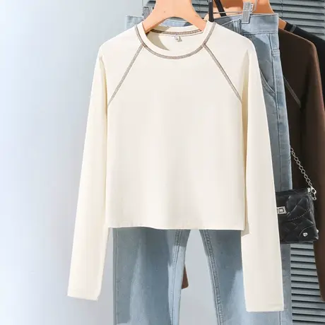 KWV真维斯长袖t恤女2025新款内搭打底衫女士小个子上衣女春秋商品大图