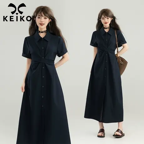 KEIKO 法式极简风衬衫式连衣裙25夏季高级感系带收腰休闲polo裙子商品大图