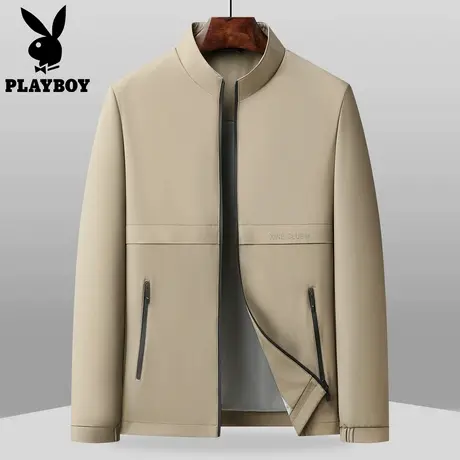 花花公子官方正品高端商务休闲行政夹克男士立领茄克外套上衣男装图片