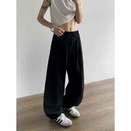 弯刀裤子男夏季薄款2025新款卫裤阔腿宽松直筒秋季男生运动休闲裤图片